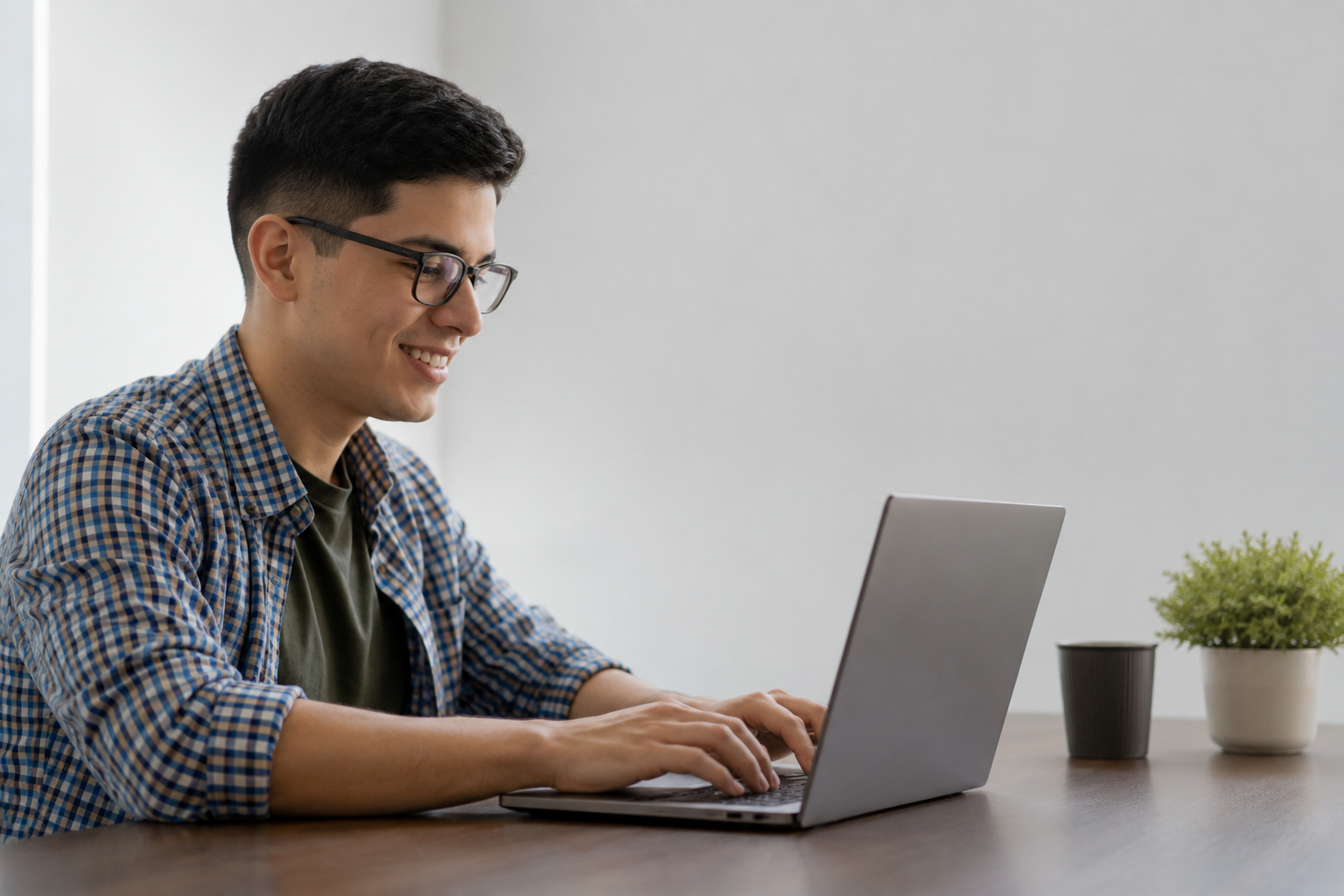 Joven estudiando desde casa
